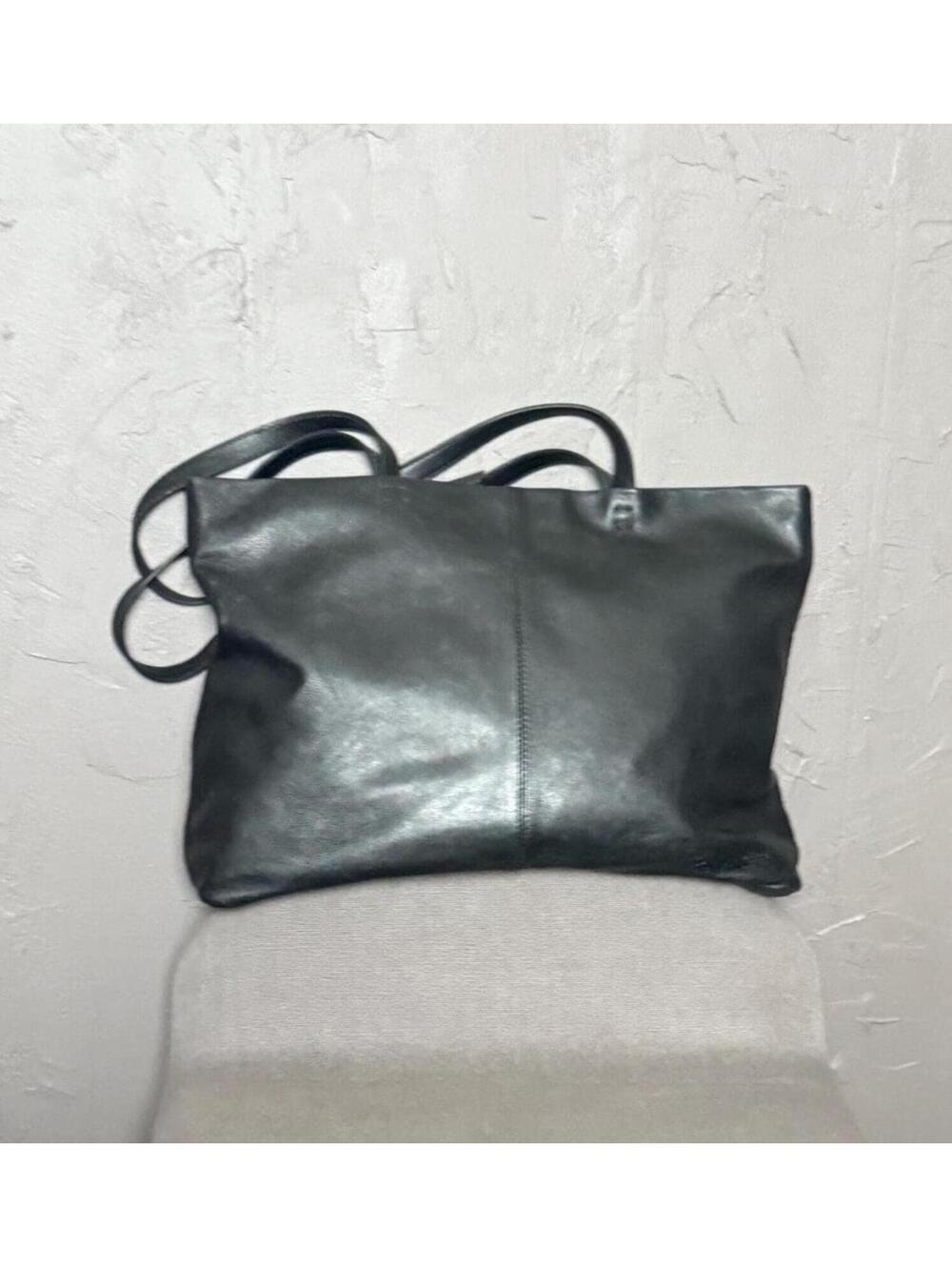 Vintage Black Leather Tote Bag by LUCKY Brand Shoulder Bag